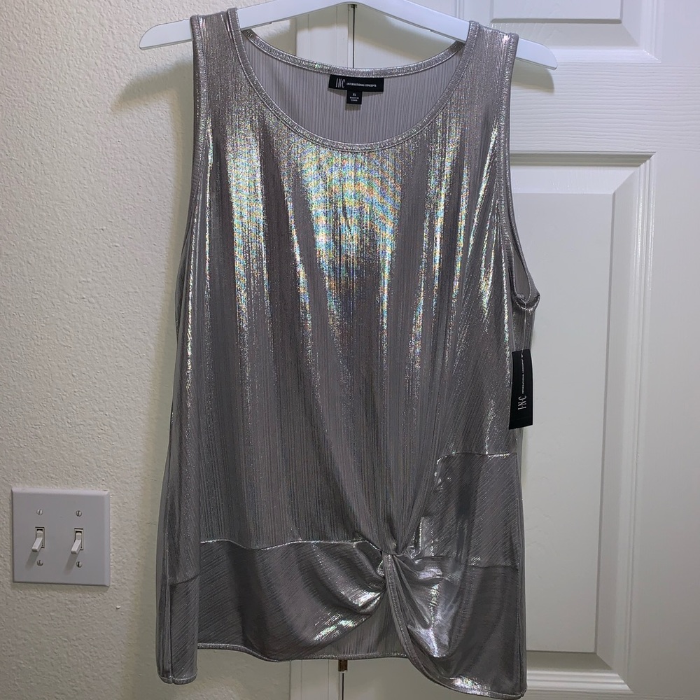 I.N.C International Concepts SilverHolographic Top